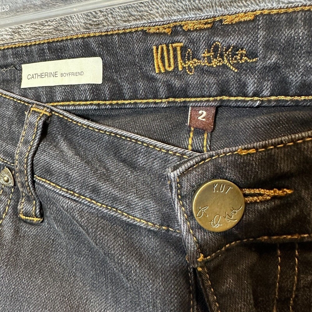 Kut from the Kloth Womens Jeans Size 2 Black Denim Catherine Boyfriend Stretch - Picture 3 of 10